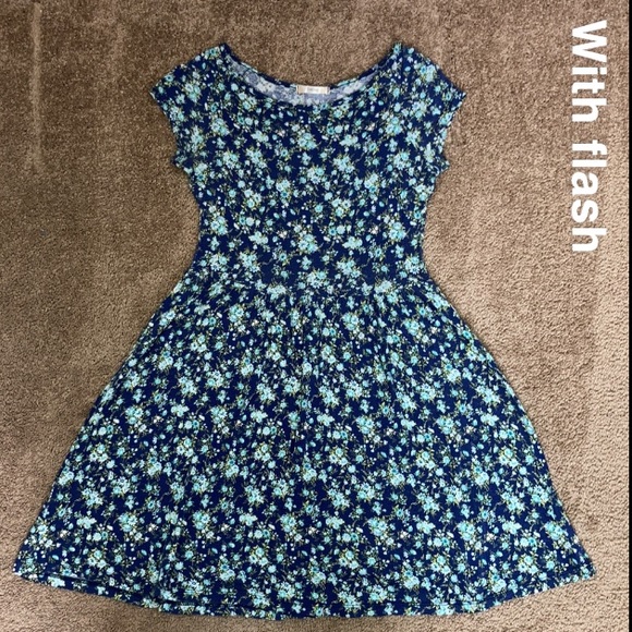 Timing blue and green floral print preppy lightweight dress - Picture 2 of 13